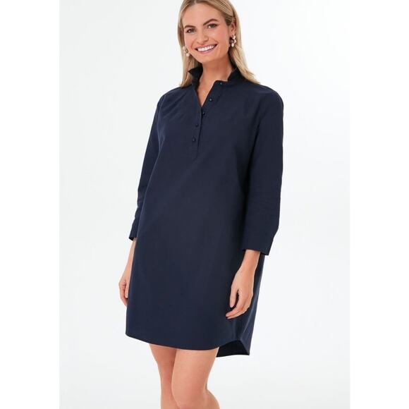 Tuckernuck Pomander Place Polly Dress Womens Small Navy Pockets Cotton Preppy - Picture 1 of 12
